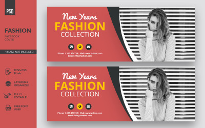 Plantilla de redes sociales de portada de Facebook de moda de diseño de año nuevo moderno