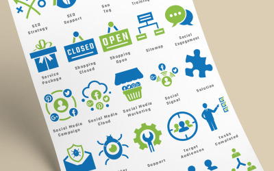 Sada 250 moderních obchodních ikon Seo