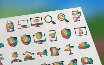 100 Seo Marketing Diamond Ikonuppsättning