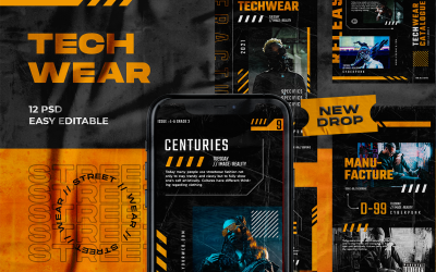 TECHWEAR PSD-mall för sociala medier