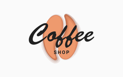 Grão de café em fundo branco. Modelo de logotipo