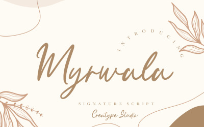 Fonte cursiva de assinatura Myrwala