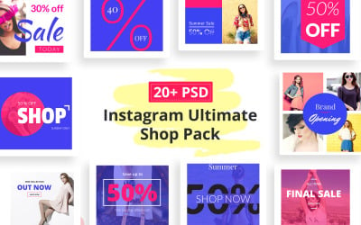 Modelo de mídia social do pacote de loja do Instagram