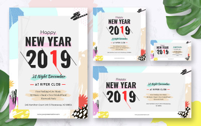 Neujahrspaket mit Neujahrs-Flyer Social Media Vorlage