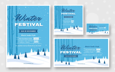 Зимний пакет с шаблоном для социальных сетей Winter Flyer
