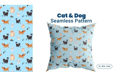 Seamless Pattern Cat &amp;amp; Dog Background