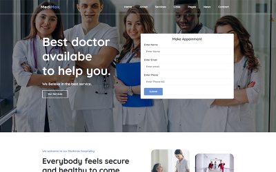 Responsywny szablon strony www Medimax - Medical and Health Website Template #158531