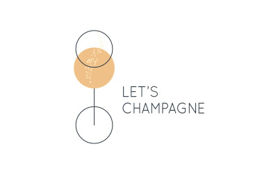 Bicchiere di champagne. Design minimalista di champagne. Modello di logo