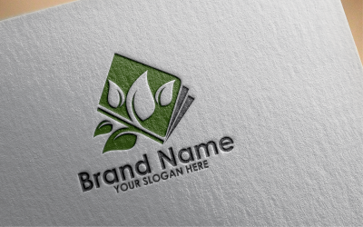 Plantilla de logotipo verde de libro de hojas