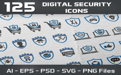 125 Set di icone di sicurezza digitale