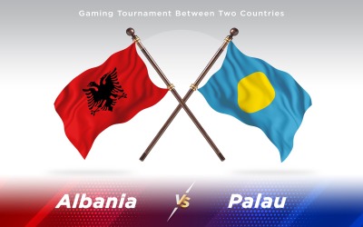 阿尔巴尼亚与帕劳两个国家的国旗-光栅插图