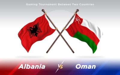 Albania versus Oman Two Countries Flags - Illustration