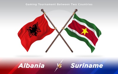Albanien kontra Surinam två länder flaggor - Illustration