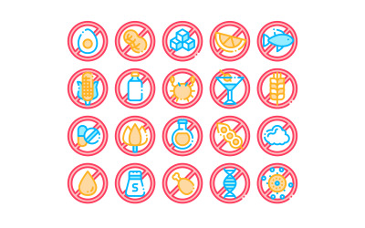 Allergenfreie Produkte Icon Set