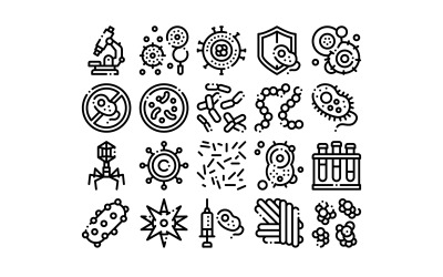 Collection d&amp;#39;éléments pathogènes Vector Sign Set Icon
