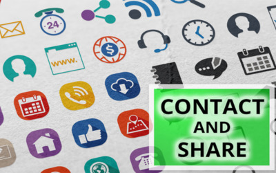 Conjunto de ícones de contato e compartilhamento