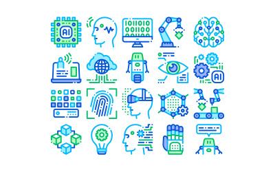 Künstliche Intelligenz Vektor Thin Set Icon