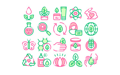 Organik Kozmetik Icon Set