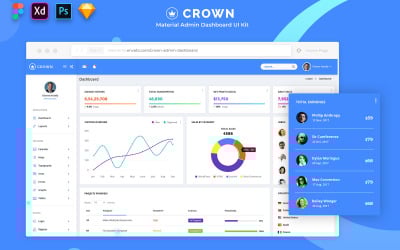 Crown - Набір інтерфейсу інформаційної панелі адміністратора матеріалу