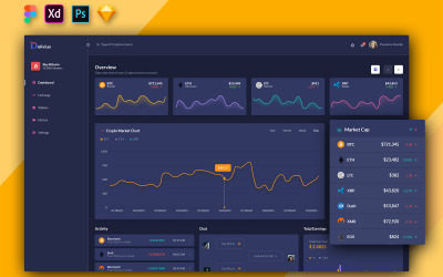 Delivius - інтерфейс інформаційної панелі адміністратора криптовалюти