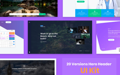 20 elementos de interface do Hero Header Web Kit