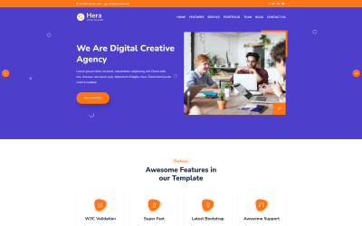 Hera - Digital Agency One Page HTML-bestemmingspaginasjabloon