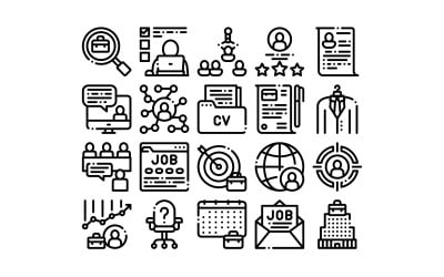 Jobjakt Samlingselement Vector Set Ikonuppsättning