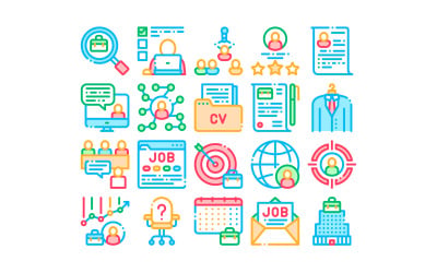 Работа Охота Коллекции Элементы Векторный Набор Iconset