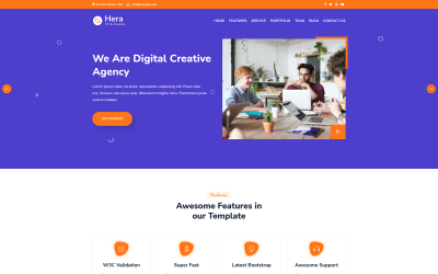 Responsive Hera - Digital Agency One Page HTML Açılış Sayfası #159024