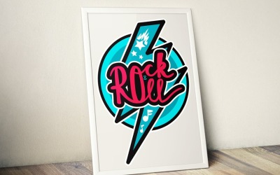 Rock and Roll Sticker - mall för företagsidentitet