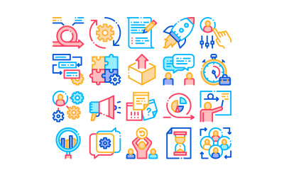 Scrum Agile Collection Elements Vector Set Iconset