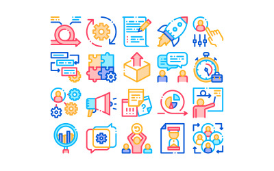 Scrum Agile Collection Elements Vektorsatz Iconset