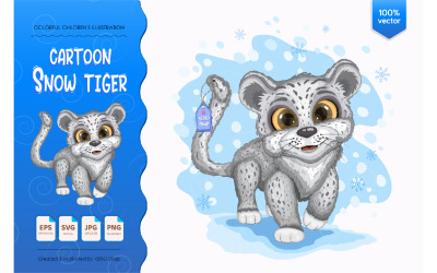 Tigre de nieve de dibujos animados - imagen vectorial