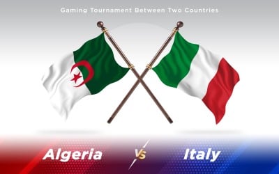 Albânia versus Itália Bandeiras de dois países - ilustração