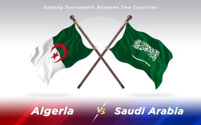 Algeriet kontra Saudiarabien Flaggor för två länder - Illustration