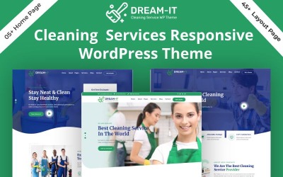 "DreamIT- Cleaning Service WordPress Theme" - адаптивний WordPress шаблон №159347