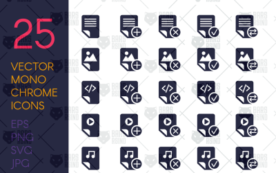 Icône de jeu de fichiers monochromes
