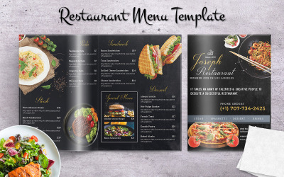Menú de comida de restaurante plegable - Plantilla de identidad corporativa