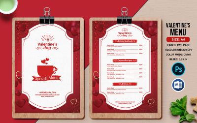 Valentine Party Menu Flyer - Corporate Identity Template