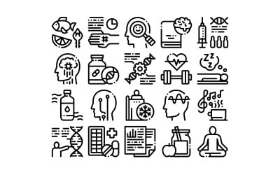 Biohacking collectie-elementen instellen Vector Icon