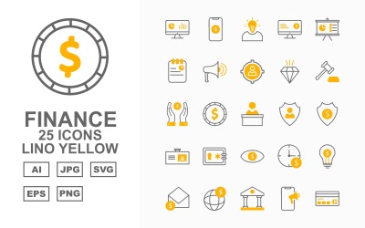 25 Premium Finance Lino黄色图标集