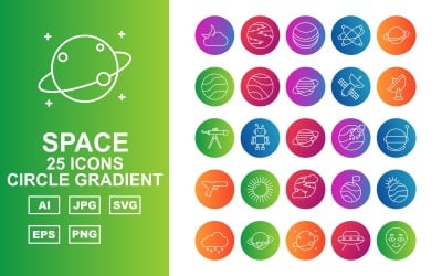 25 Premium Space Circle Gradient Icon Set