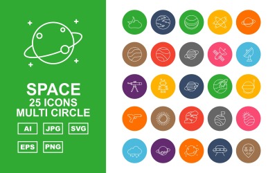 25 Premium Space Multi Circle Icon Set