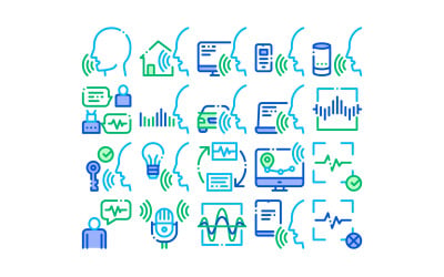 Voice Control Collection Elements Set Vector Icon