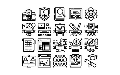 Akademie Bildungssammlung Set Vector Icon