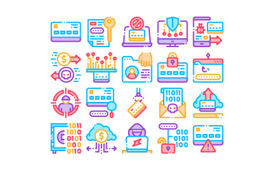 Carder Hacker Collection Elemente Set Vector Icon