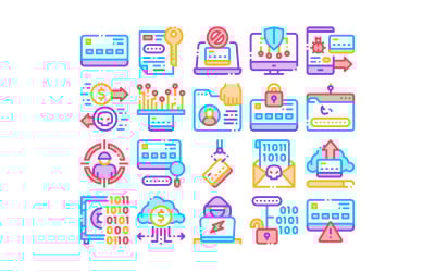 Carder Hacker Collection Elements Set Vector Icon