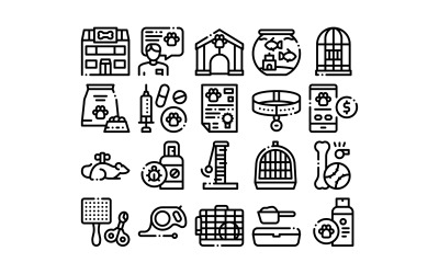 Dierenwinkel collectie-elementen instellen Vector Icon