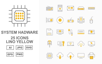 25高级系统Hadware Lino黄色图标集