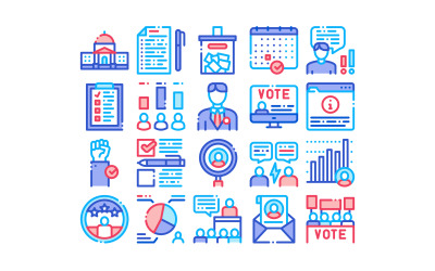 Głosowanie i wybory kolekcja wektor zestaw ikon